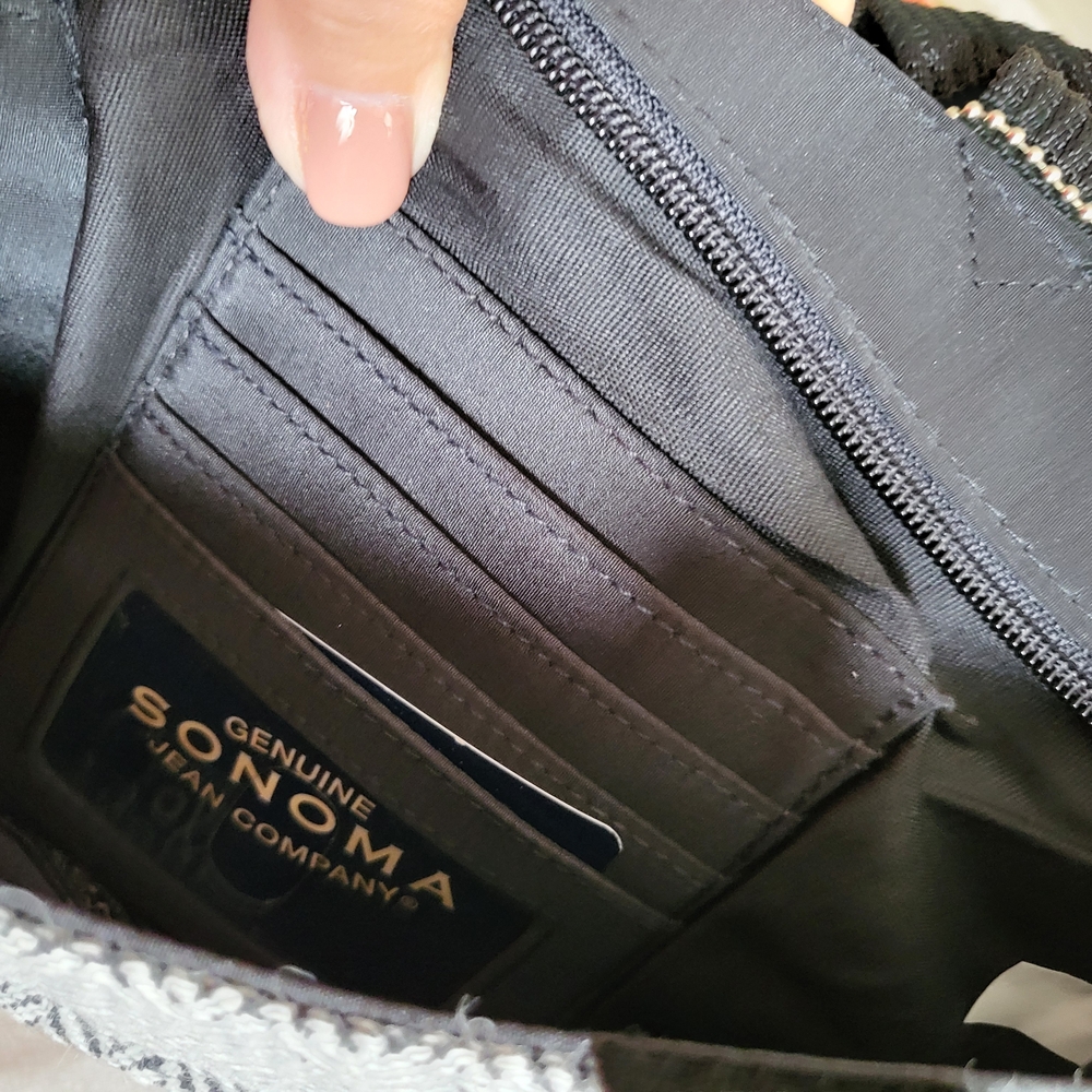 Black and White Sonoma Tweed Wool Tote Bag - Picture 8 of 9